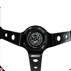Blessed Universal 350mm 3" Deep Dish 6-Bolt Steering Wheel Red Suede Alcantara