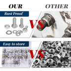 292 Pcs 304 Stainless Steel Bolts and Nuts Kit, A2 Hex Head Flange Nut and Bolt Set M6 M8 M10