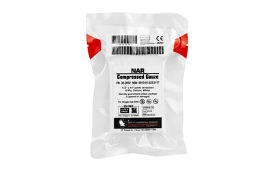 North American Rescue Compressed Gauze -  4.5" x 4.1yd Sterile 6-Ply 100% Cotton Gauze -  Crinkle Weave -  Latex Free