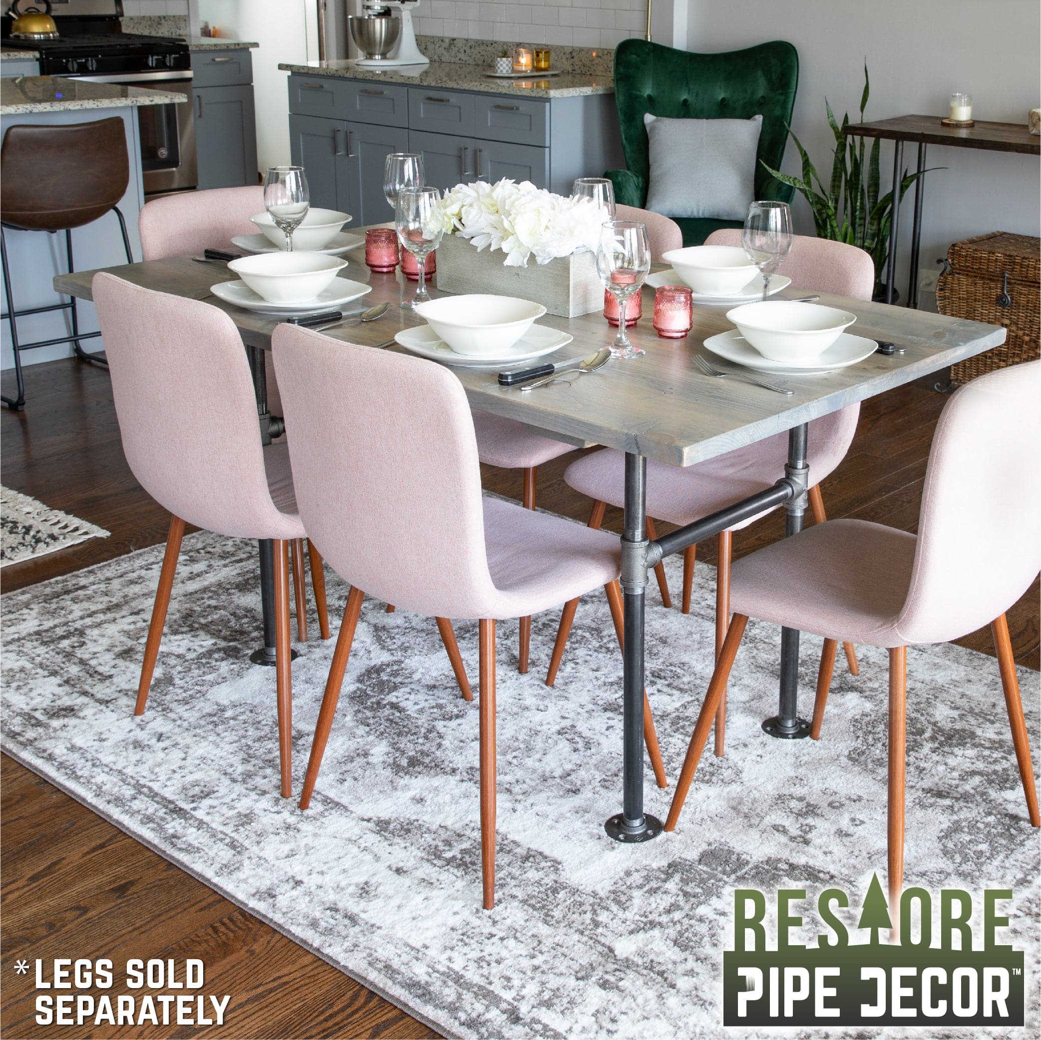 RESTORE Riverstone Grey Solid Wood Dining Tabletop