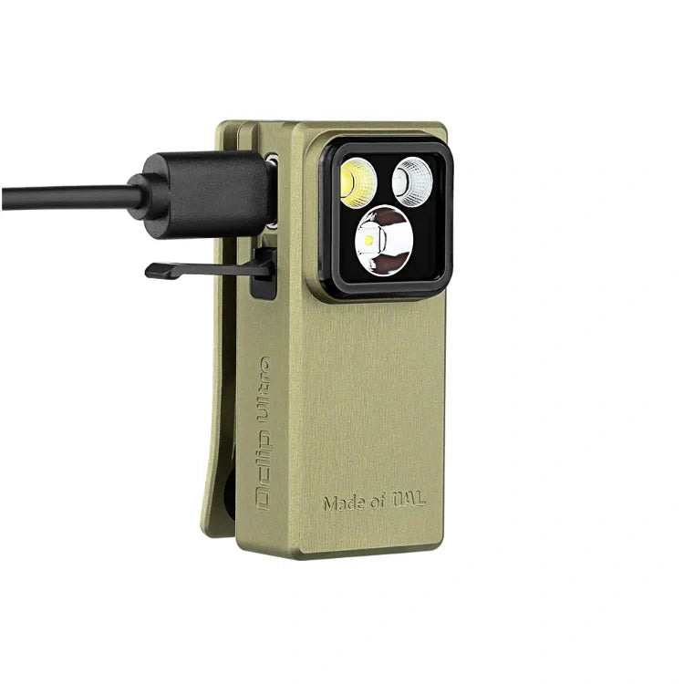 OLIGHT OCLIPULTRAOAL Oclip Ultra Clip-On EDC Light with Flood, Spot, and UV Modes - Olive Green