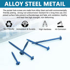 360 Pcs Blue Square Drive Self Tapping Coarse Thread Wood Screws Assortment Set