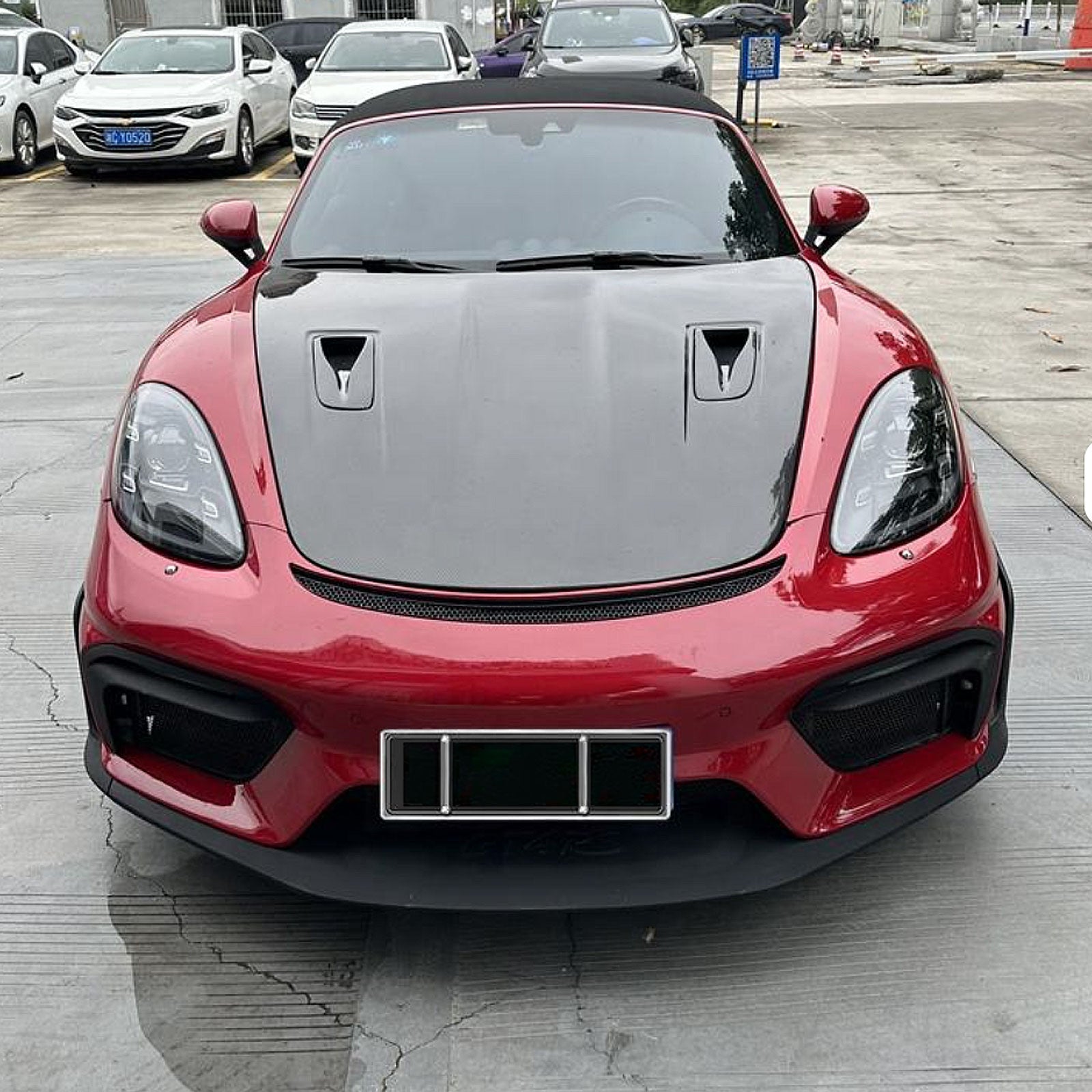 RS Style 981 982 Dry Carbon Fiber Engine Hood for Porsche Cayman 718