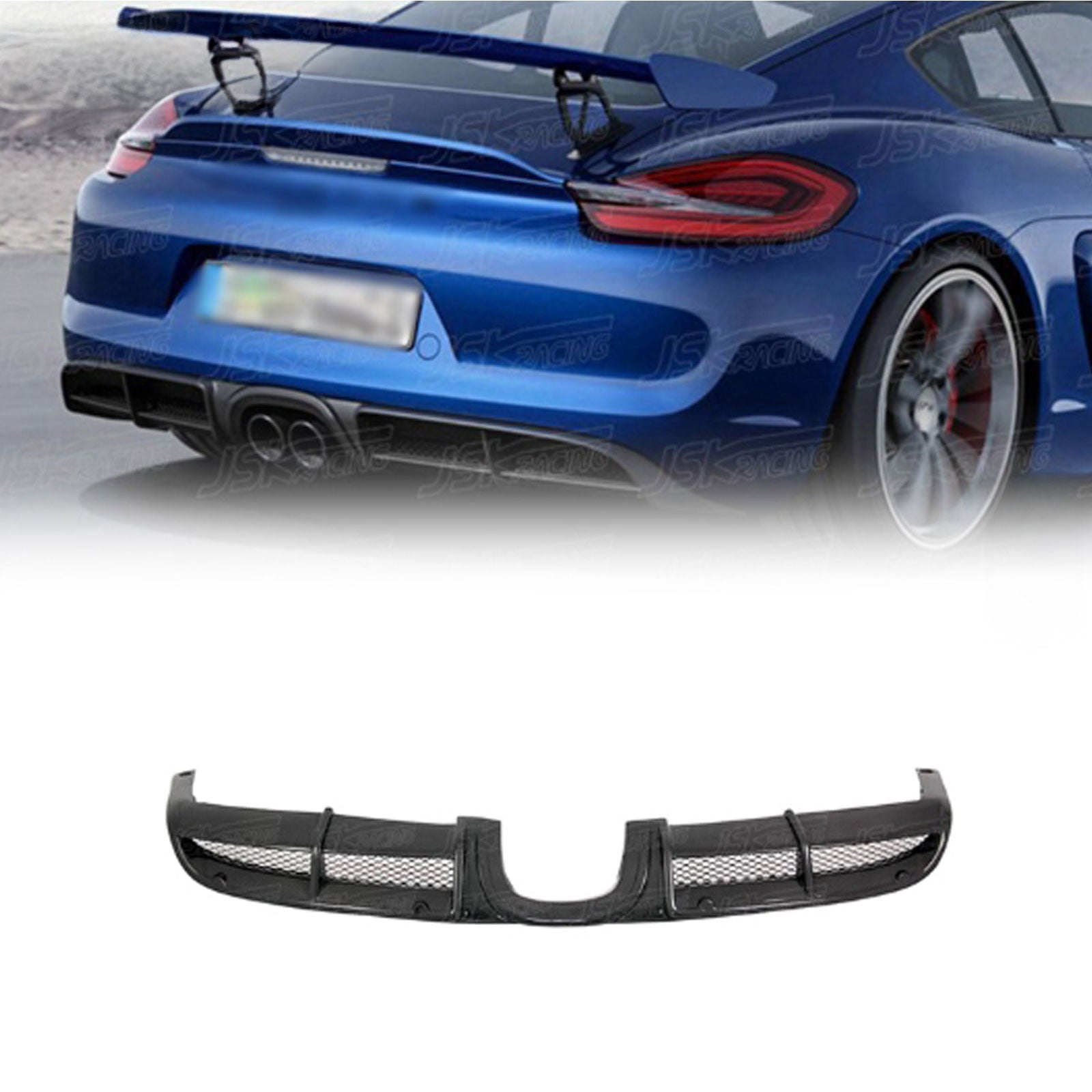 GT4 Style Carbon Fiber Rear Bumper Diffuser Lip for Porsche Boxster Cayman 981 13-15