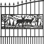 18x7 ft Steel Dual Swing Driveway Gate with Rectangular Deer Pattern