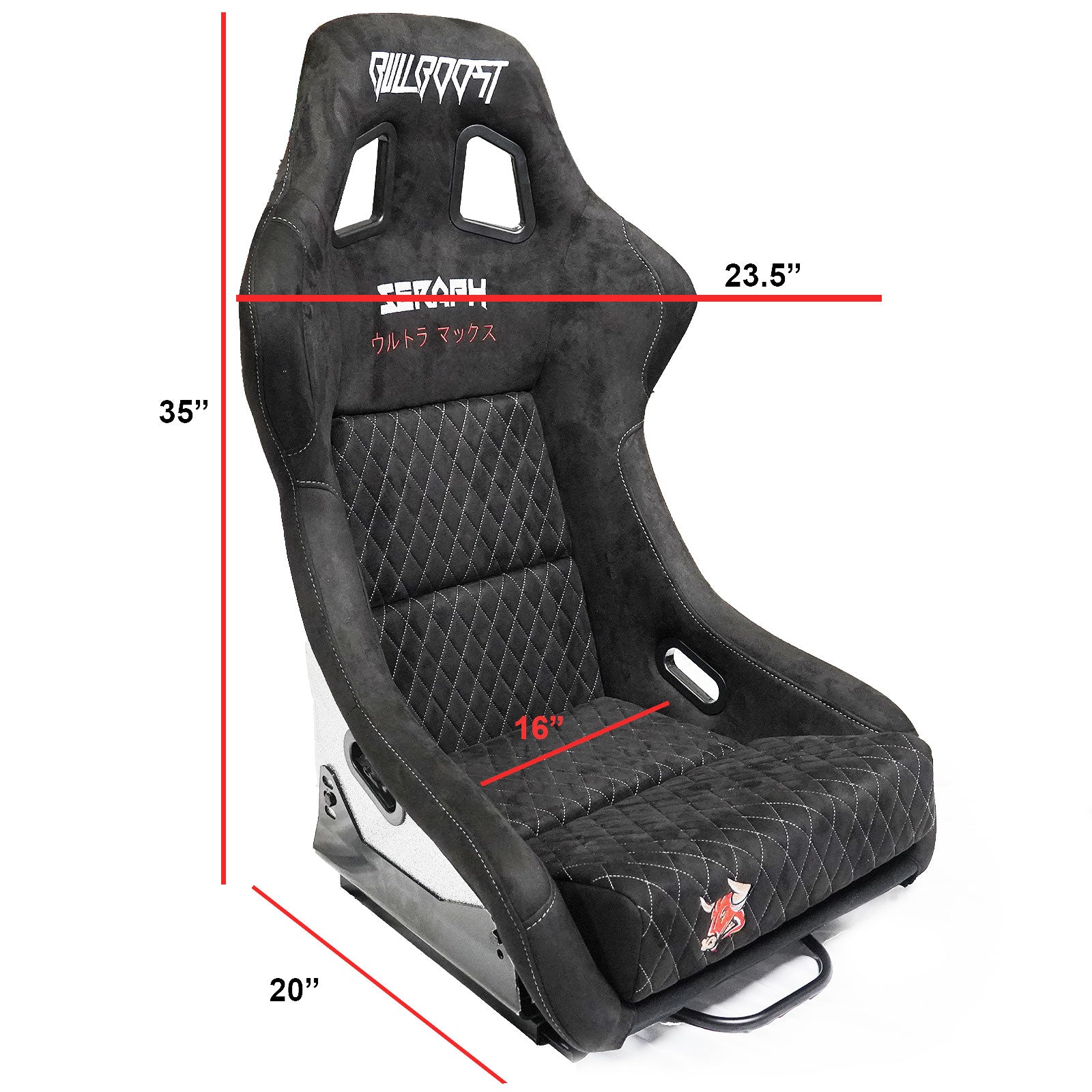 Bull Boost Adjustable Racing Lowered Ultra Max Bucket Seat with Slider Rails