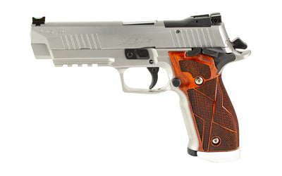 Sig Sauer P226 X-FIVE |  Single Action Only |  Semi-automatic |  Metal Frame Pistol |  Full Size |  9MM |  5" Barrel |  Stainless Steel Frame |  Hogue Cocobolo Grips With Alloy Magwell |  Fully Adjustable AX3 Trigger |  Fiber Optic Front With Adjustable R