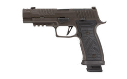 Sig Sauer P320 AXG LEGION |  Striker Fired |  Semi-automatic |  Metal Framed Pistol |  Full Size |  9MM |  3.9" |  Two Port Slide Integrated Expansion Chamber |  Cerakote Finish |  Legion Gray |  AXG Grip Module |  Hogue Custom G10 Grips |  X Series Flat