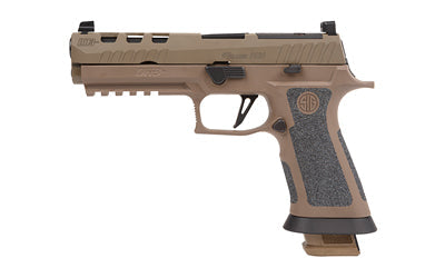 Sig Sauer P320 XFIVE DH3 |  Striker Fired |  Semi-automatic |  Polymer Frame Pistol |  Full Size |  9MM |  5" Barrel |  Coyote Tan Grip and Slide |  X Series Flat Face Trigger |  XRay 3 Night Sights |  Optics Ready |  21 Rounds |  3 Magazines