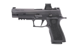 Sig Sauer P320 XFULL |  Semi-automatic |  Striker Fired |  Polymer Frame Pistol |  Full Size |  9MM |  4.7" Carbon Steel Barrel |  Nitron Finish Slide |  Black |  ROMEO-X PRO 2 MOA Optic |  PRO Optic Footprint |  XRAY3 Day/Night Sights |  10 Rounds |  2 M