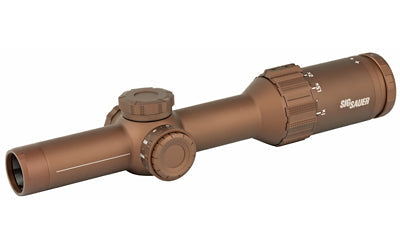 Sig Sauer TANGO6T |  Rifle Scope |  1-6X24MM |  Flat Dark Earth |  30mm Main Tube |  MRAD Adjustments |  FL-6 Hellfire Reticle |  Capped Turrets |  SFP