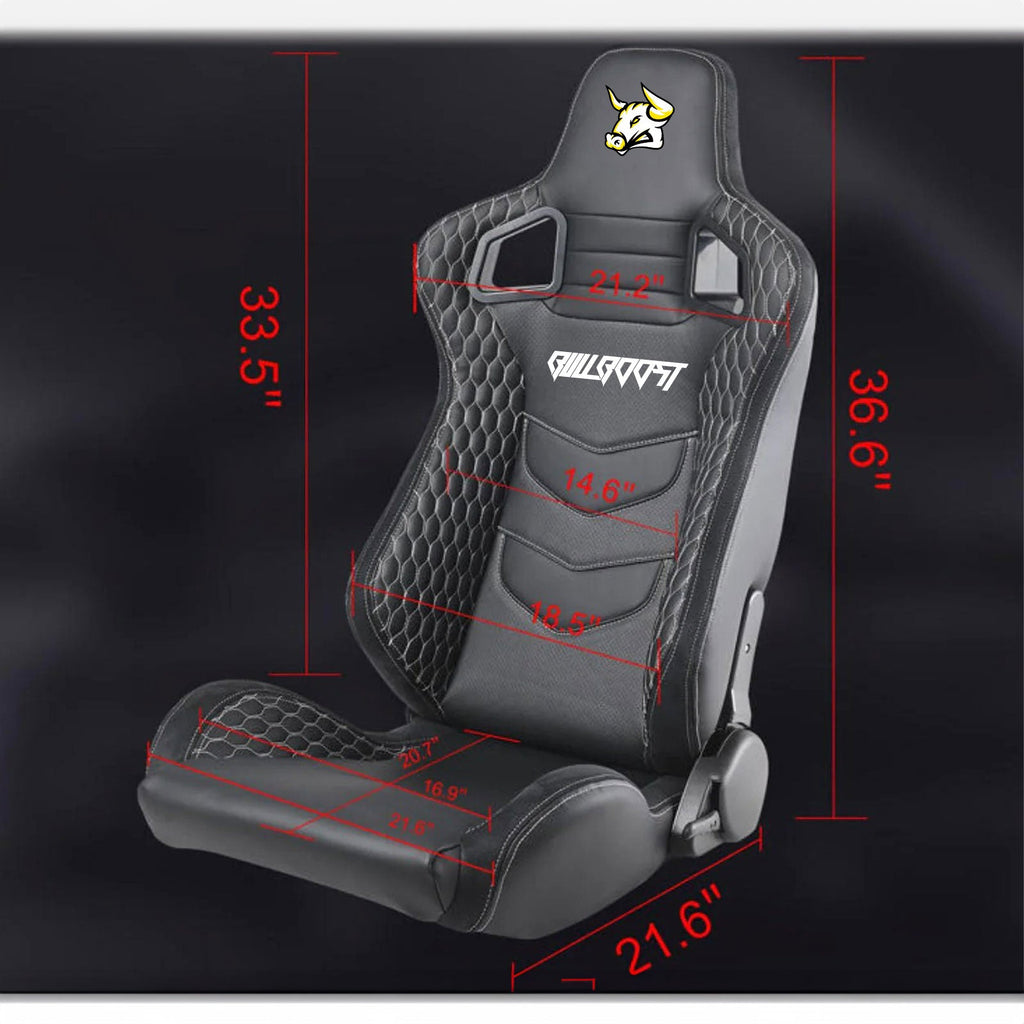 The Chosen Leather Reclinable Bull Boost Racing Bucket Seat with Slider Rails