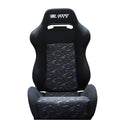 Adjustable Black Luxury Racing Lowered SR3 CONFETTI Style Velvet Seat w/ Sliders