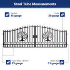 20x8 ft Steel Dual Swing Driveway Gate with Wider Goalposts