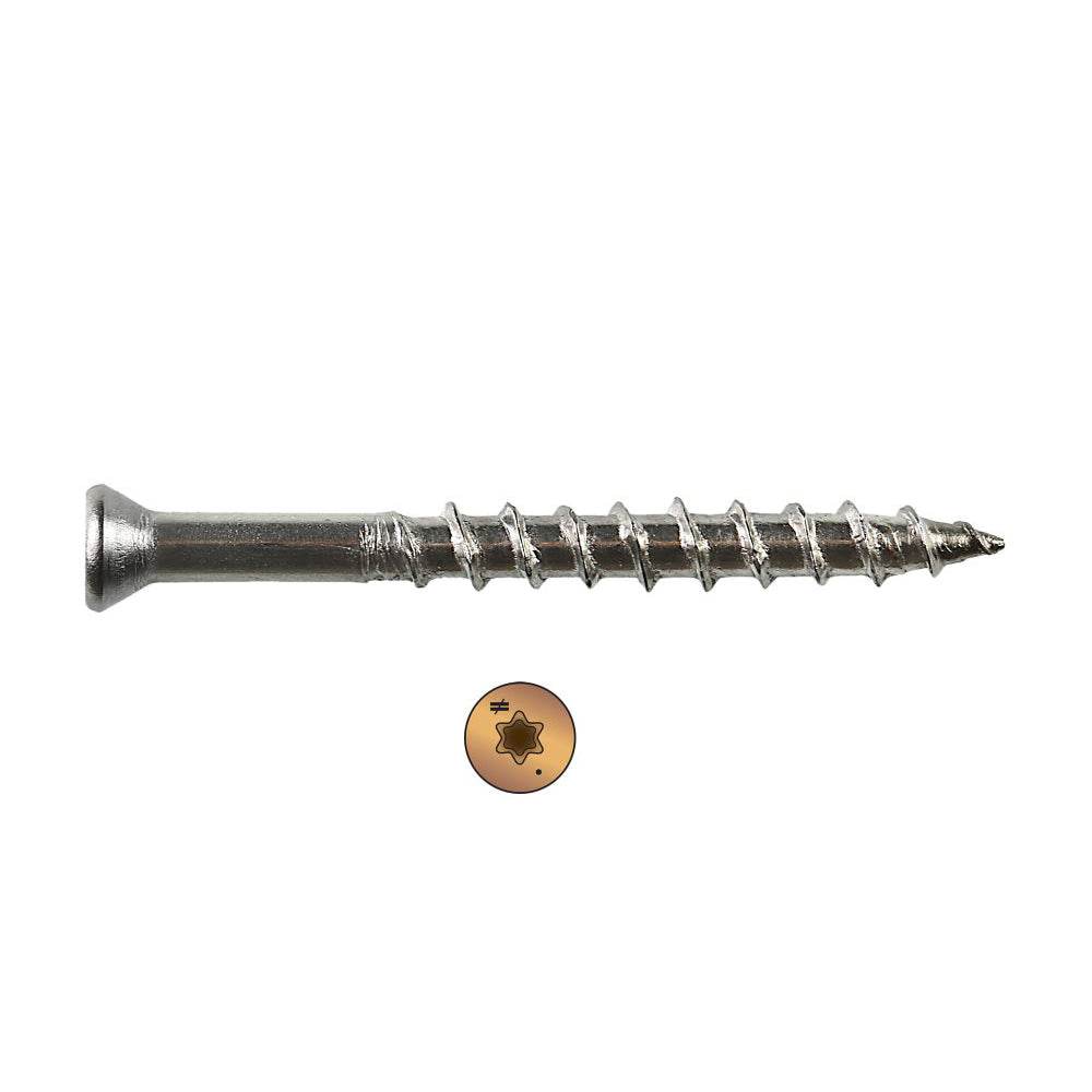 #7 x 2 1/4 Simpson Trim-Head Deck-Drive™ DWP Wood Screws - 6-Lobe Drive 316 Stainless Steel Tan 03 (T20) - Box (1750)