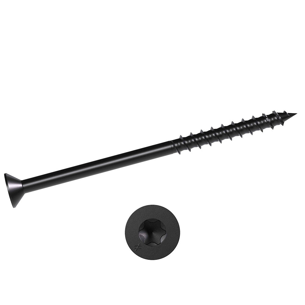 3/16 x 2 3/4 Simpson Flat Head Titen Turbo™ Concrete and Masonry Screw Anchor Zinc Plated w/ Ceramic Coat Black (T25 6-Lobe) - Box (100)