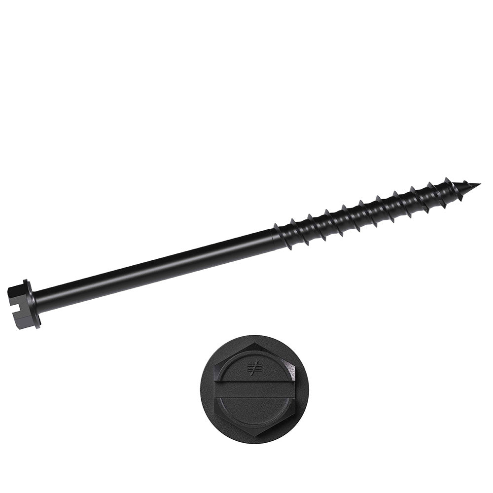 1/4 x 1 1/4 Simpson Hex Head Titen Turbo™ Concrete and Masonry Screw Anchor Zinc Plated w/ Ceramic Coat Black (4/16 in. Hex) - Box (100)