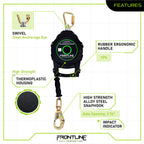 Frontline RPG30 30' Cable Single Leg SRL with Steel Snap Hook End with Carry on Handle and Tagline