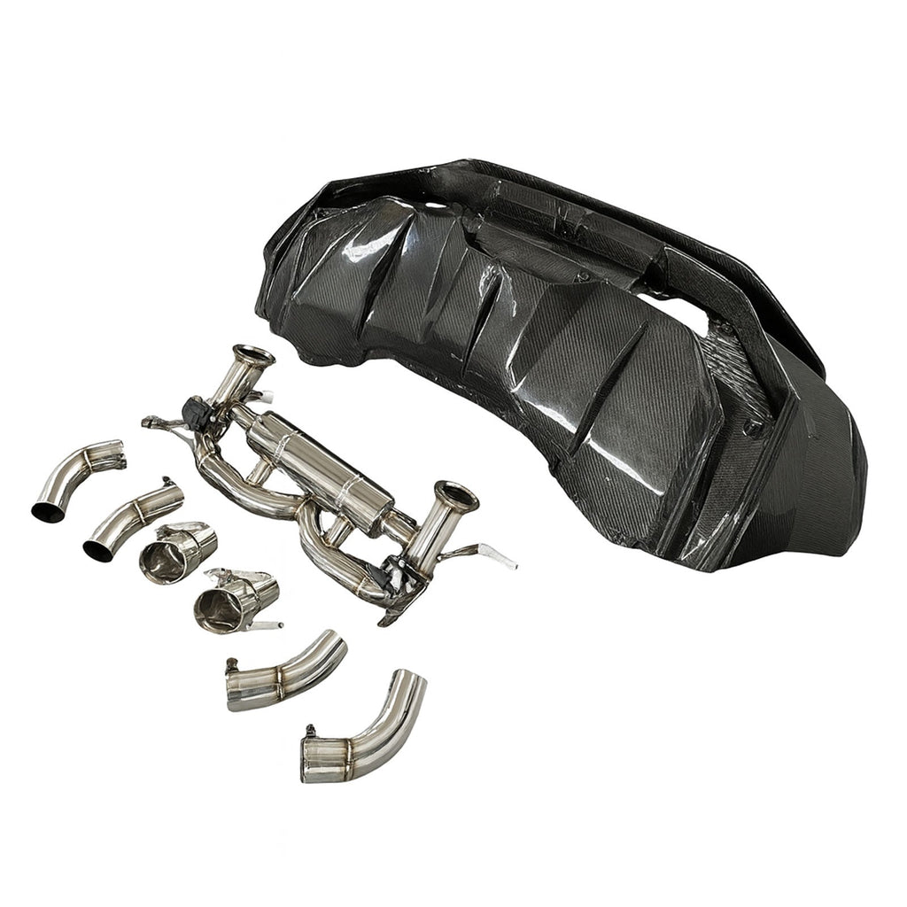 Tecnica Style Dry Carbon Fiber Rear Bumper Exhaust Kit for Lamborghini Huracan LP580 LP610 EVO