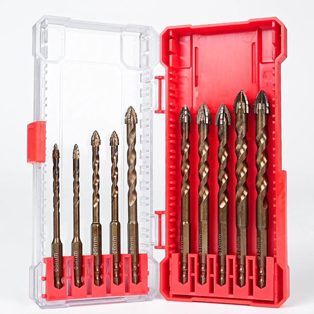 10PCS High-Strength Eccentric Twist Drill Bit,New Four-FluteSawtooth Eccentric Drill Bit,Multifunction Drill Bit Set(5/6/8/10/12)