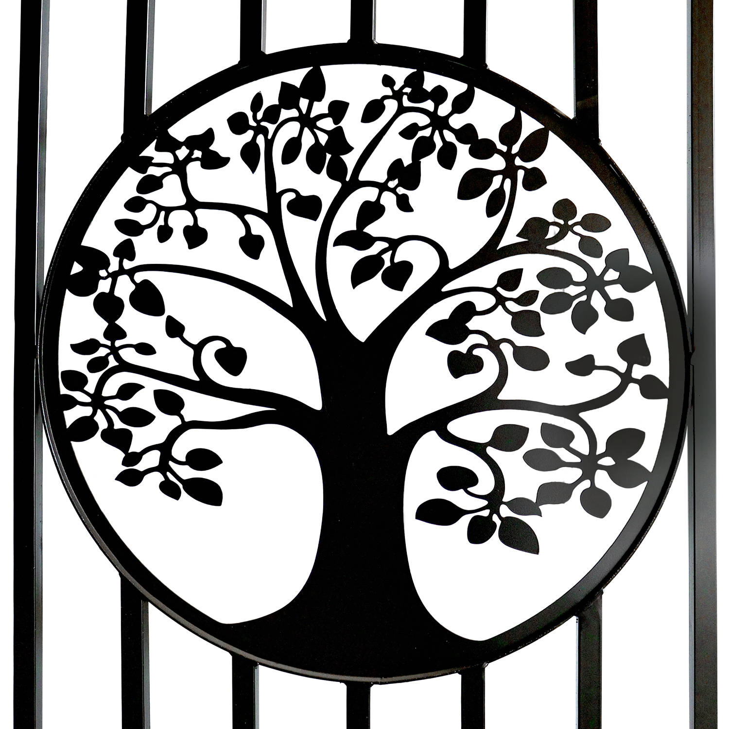 16x8 ft Steel Dual Swing Driveway Gate with Tree Pattern