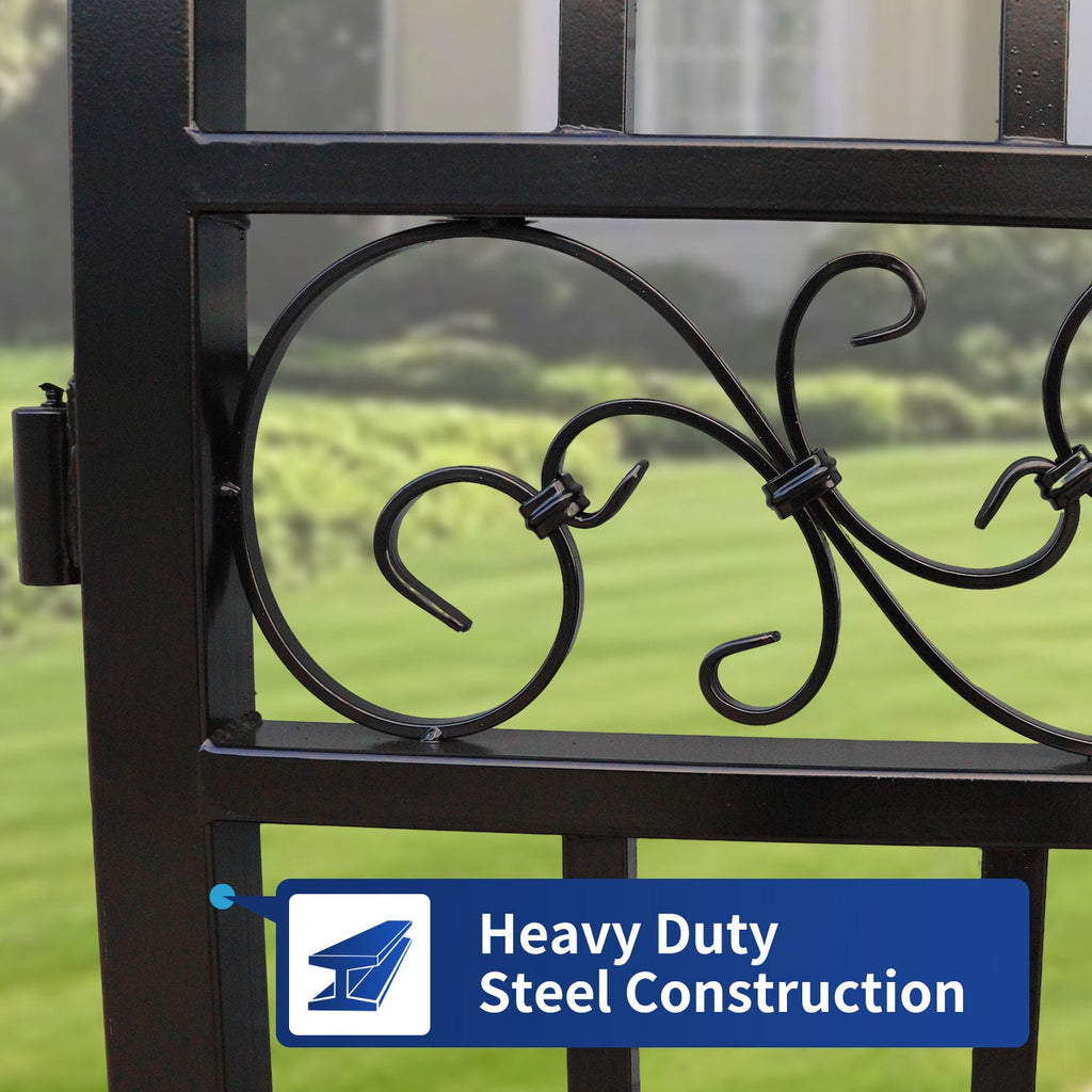 16x8 ft Steel Dual Swing Driveway Gate with Tree Pattern