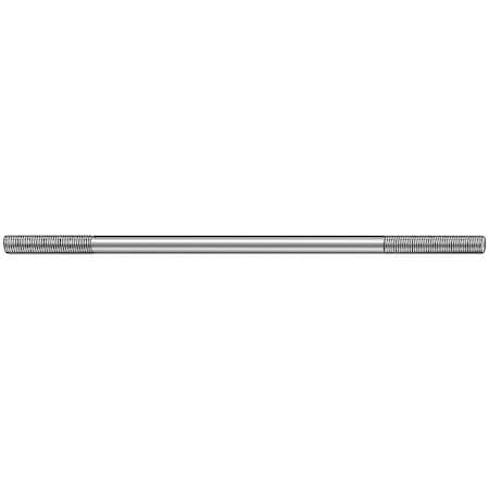 Double-End Threaded Rod, 10-32 Thread to 10-32 Thread, 1 ft, Steel, Zinc Plated