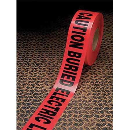 Barricade Tape, Polyethylene, No Pattern, Red, 3 in W., 300 ft. L., 4 mil Thickness, 16 PK