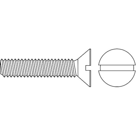 #10-32 x 1/4 in Slotted Flat Machine Screw, Zinc Plated Steel, 100 PK