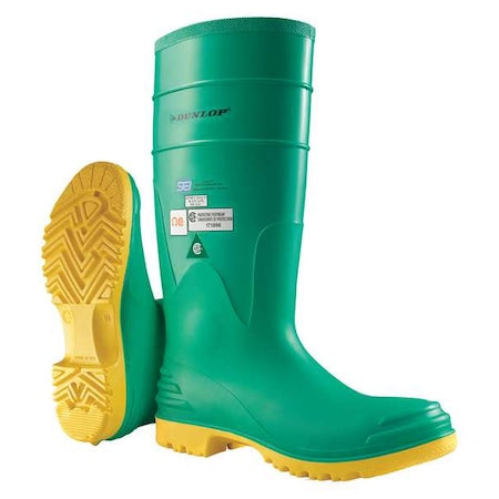 Men's Dunlop Rubber Boot, Steel Toe, 15" Height, Green, 8