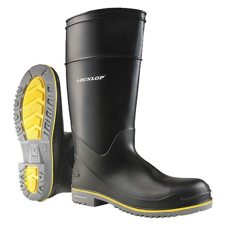 Men's Dunlop Rubber Boot, Plain Toe, 15" Height, Black, 5