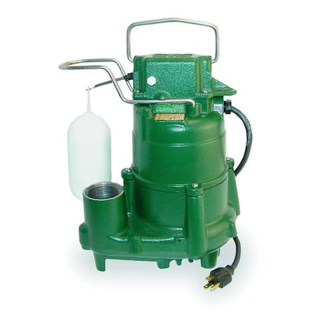 Submersible Sump Pump, 1/2 HP, 1 1/2 in F, Vert Float, 61 gpm Flow Rate at 10 Ft of Head, 9 ft Cord