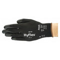 Coated Gloves, Polyurethane, Smooth, Palm, 3 Abrasion Level, Black, L 1 PR
