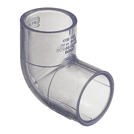 PVC Elbow, 90 Degrees, Solvent x Solvent, 1/2 in Pipe Size