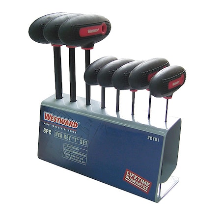 8 Piece SAE T-Shape Hex Key Set, 2CYD1