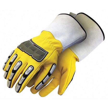 Leather Gloves, Goatskin, Yellow, 2XL