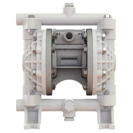 Double Diaphragm Pump, Polypropylene, Air Operated, Santoprene, 11 gpm GPM 275 Degrees F