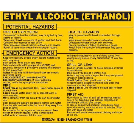 Chemical Label, 3 3/4 in H, 4 1/2 in W, 93530,PK25