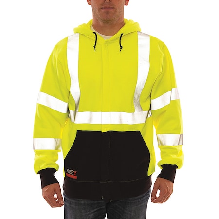 Job Sight FR Hooded Sweatshirt, Yellow/Black, M