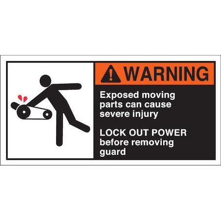 Warning Label,2-1/2inHx5inW,HP Poly.,PK5, 96155