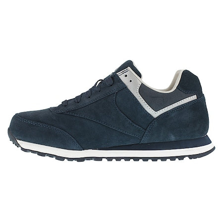 Women's Athletic Shoe, Steel Toe, Suede Upper, Rubber Outsole, Lace Up, Navy Blue, 8 1/2 M