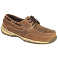 Women's Boat Shoe, Steel Toe, Leather Upper, Rubber Outsole, Lace Up, Brown, 10 1/2 M