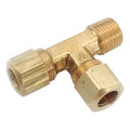 Tee,Brass,Comp3/8",Comp1/4",MNPT1/4"