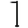Barrier Post with Belt, Black, 7 1/2 ft Length, 36 1/2 in Post Height, No Legend
