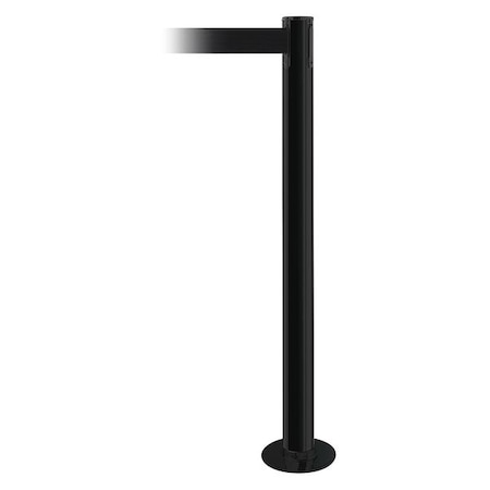 Barrier Post with Belt, Black, 7 1/2 ft Length, 36 1/2 in Post Height, No Legend
