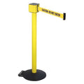 Barrier Post with Belt, Yellow, 30 ft Length, 40 in Post Height, Caution Do Not Enter, Yellow