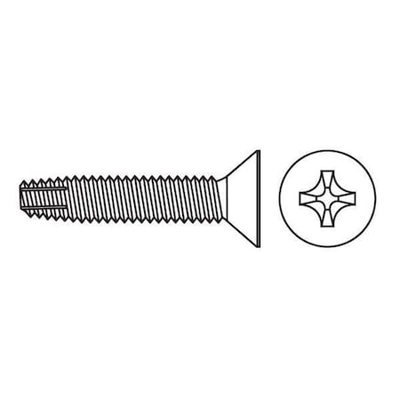 Thread Cutting Screw, #8 x 1 in, Zinc Plated Steel Flat Head Phillips Drive, 100 PK
