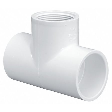PVC Tee, Socket x Socket x FNPT, 1/2 in Pipe Size