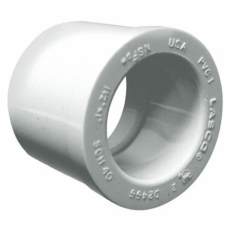 PVC Reducing Bushing, Spigot x Socket, 2 in x 1 1/2 in Pipe Size