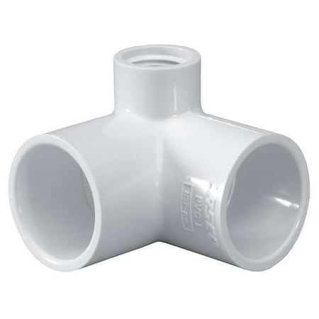 PVC Elbow, 90 Degrees, Side Outlet, Socket x Socket x FNPT, 1/2 in Pipe Size
